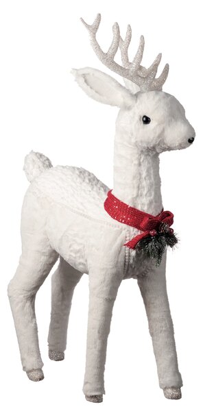 Figura natalizia bianco renna in poliestere H 92 cm