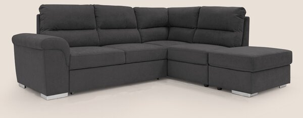 Minerva divano angolare con estraibile a cassettone e pouf contenitore