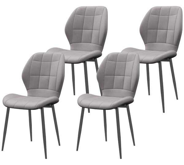 Set di 4 Sedie da Pranzo Moderne per Cucina e Soggiorno 47x57x85 cm Rivestimento in Flanella Grigio