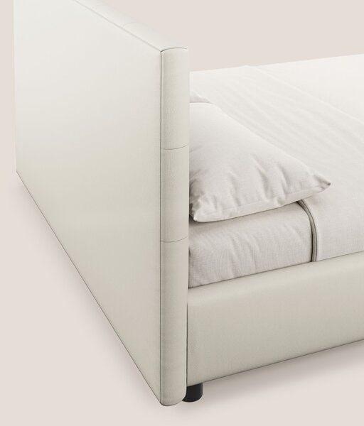 Minato letto imbottito contenitore con testata trapuntata in ecopelle