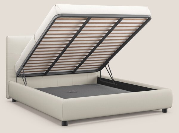 Minato letto imbottito contenitore con testata trapuntata in ecopelle