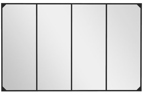 Specchio da Parete in Stile Industriale con 4 Ganci 109x2x69 cm in Vetro Multistrato Metallo e MDF Nero