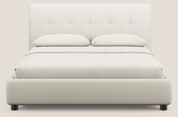 Minato letto imbottito contenitore con testata trapuntata in ecopelle