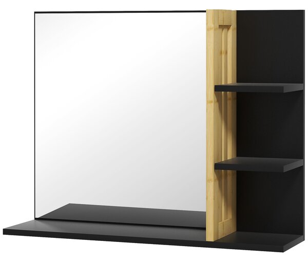 Specchiera Bagno Moderna da Parete a 4 Ripiani 45x15x58,5 cm in Legno Nero