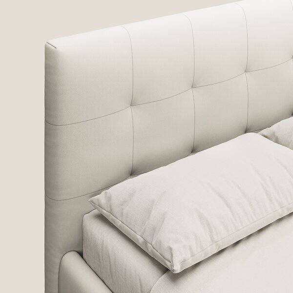 Minato letto imbottito contenitore con testata trapuntata in ecopelle