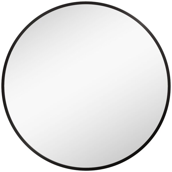 Specchio da Bagno Rotondo Moderno da Parete 70x70 cm con Cornice in Lega di Alluminio Nero