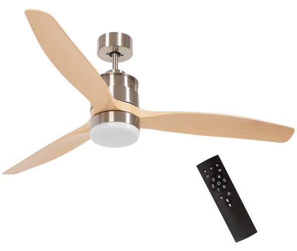 Ventilatore da Soffitto con Luce LED Bianca a 6 Velocità e Timer Ø132 x 43A cm in Metallo e Acrilico
