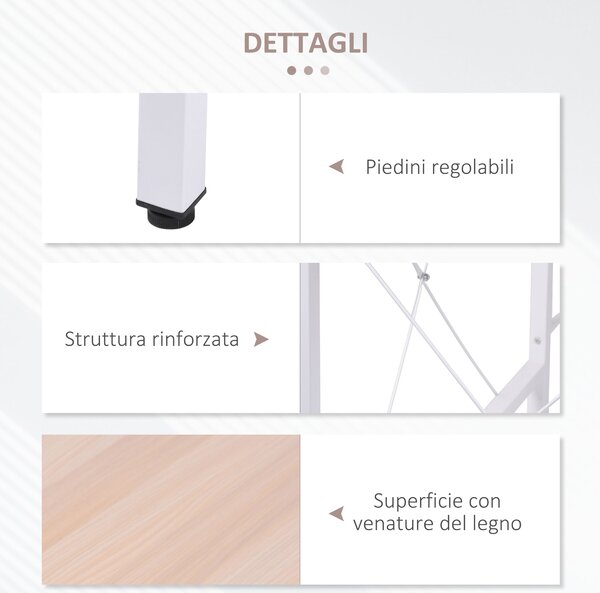 Homcom Scrivania Angolare Spaziosa in Legno e Metallo, Tavolo Porta PC Rovere e Bianco|Aosom