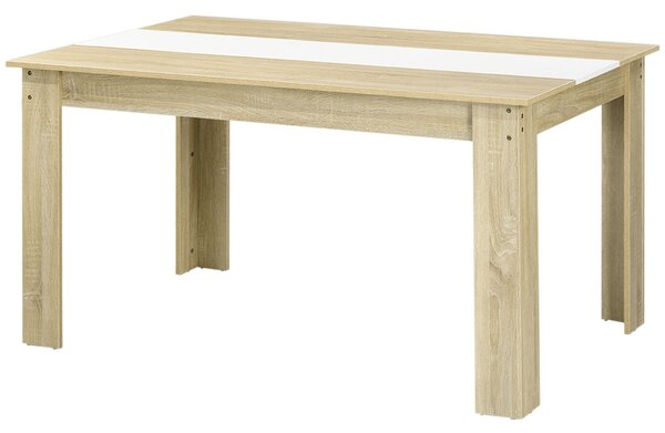 Tavolo da Pranzo Moderno per 6 Persone max 140x89,5x75 cm in Truciolato Bianco e color Rovere