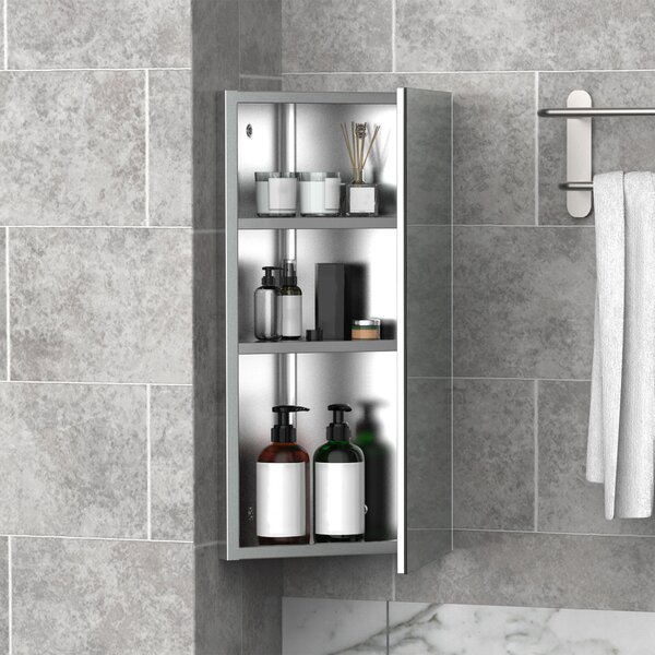 HOMCOM mobiletto pensile bagno specchiera bagno mobile salvaspazio bagno specchio contenitore bagno mobili specchio bagno | 60x30x18.4cm|Aosom