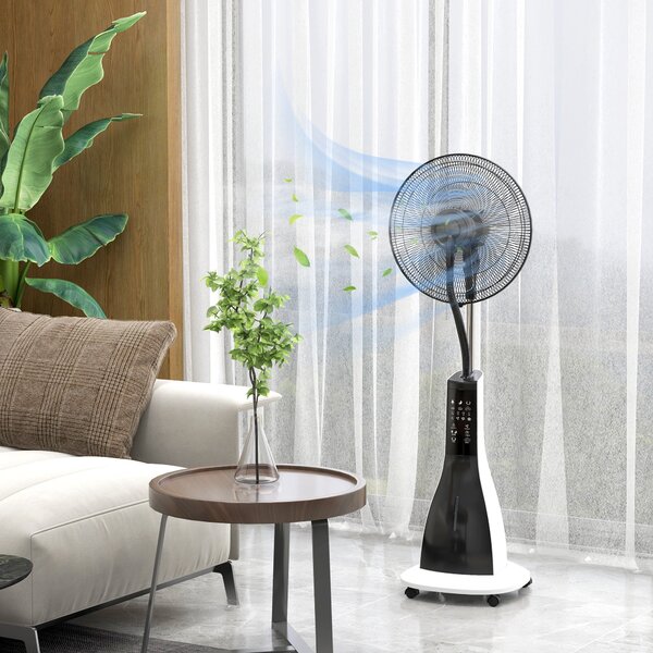 Ventilatore Nebulizzatore con Serbatoio 3L 44,5x38,5x120 cm 3 Modalità e 3 Velocità Bianco e Nero
