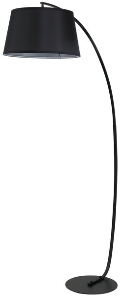 HOMCOM Lampada da Terra con Paralume Rivestito in Tessuto e Base in Metallo, Interruttore a Pedale, Φ47 x 105 x 190cm, Nera|Aosom