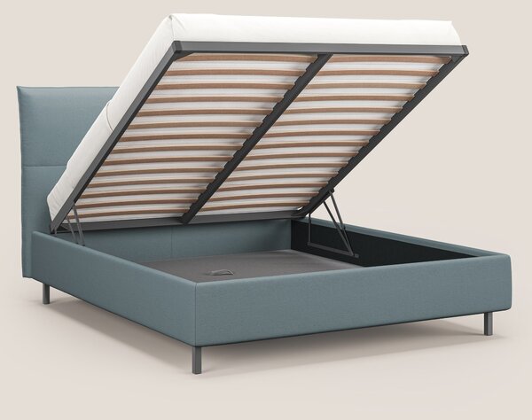 Izumi letto imbottito contenitore con piedi alti in tessuto smacchiabi