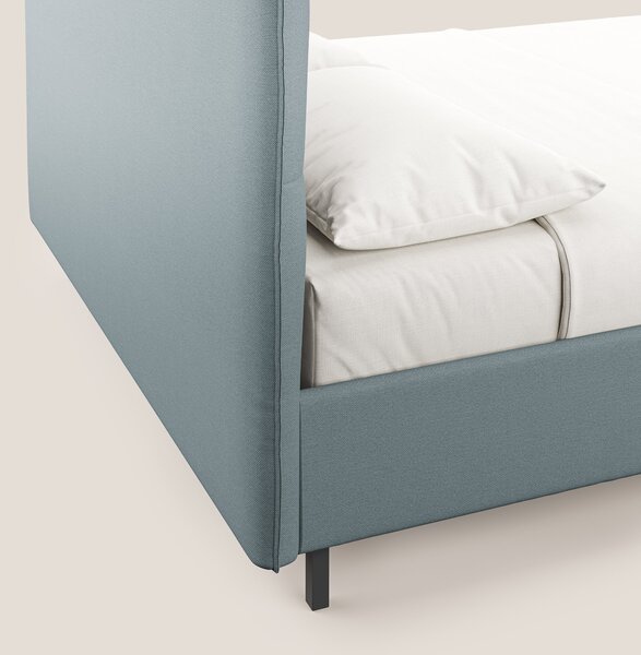 Izumi letto imbottito contenitore con piedi alti in tessuto smacchiabi