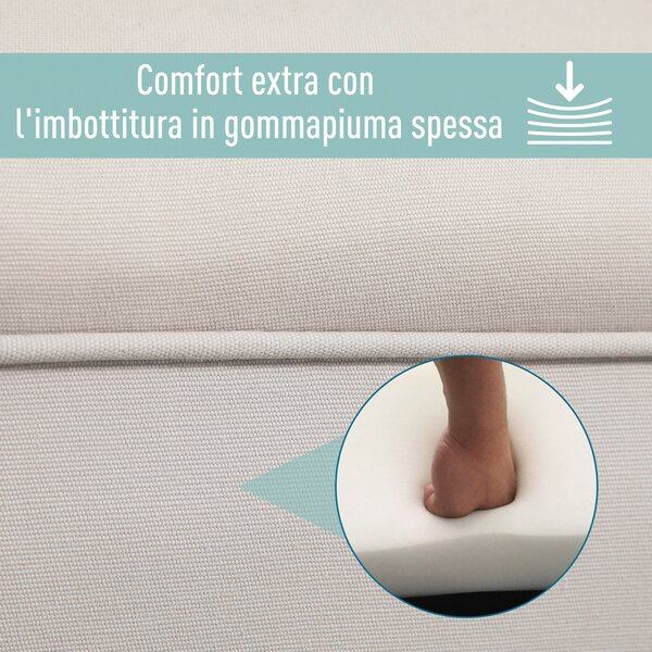 HOMCOM Panca Fondo Letto Imbottita di Design con Braccioli Arrotolati per Camera da Letto, Grigio, 102x31x51cm|Aosom