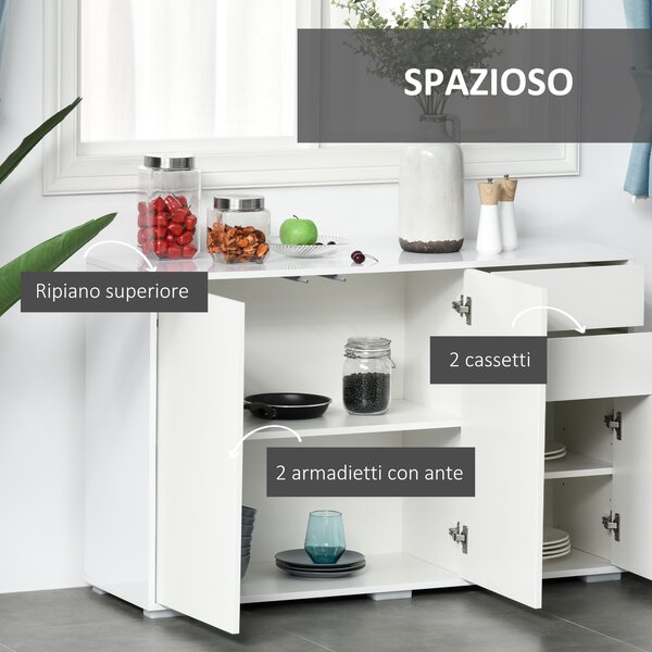HOMCOM Mobiletto Multiuso in Legno per Soggiorno, Cucina, Ufficio con Apertura a Pressione, 117x36x74cm|Aosom