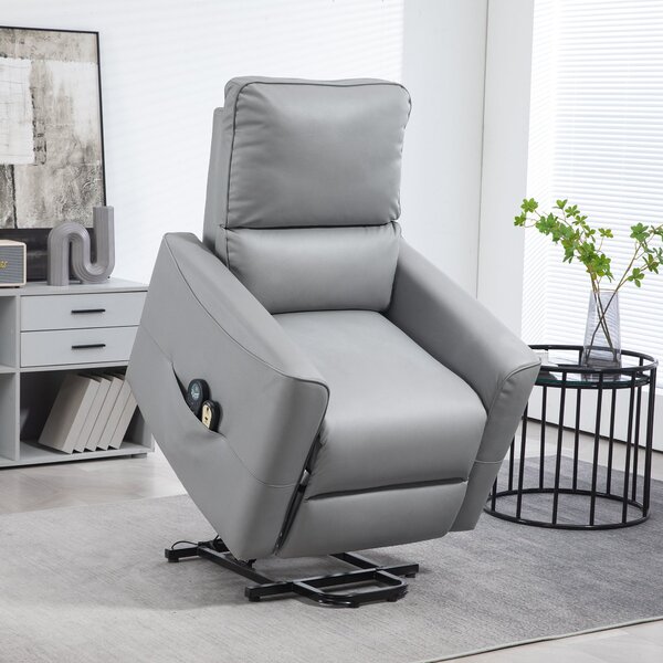 Poltrona Alzapersona Reclinabile 1 Motore con 8 Punti Massaggio 79x89x104 cm Riscaldamento e Telecomando Grigio Chiaro