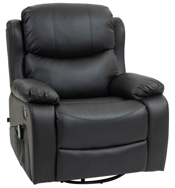 Poltrona Relax Reclinabile con 8 Punti Massaggianti 97x92x104 cm in Finta Pelle e Acciaio Nero