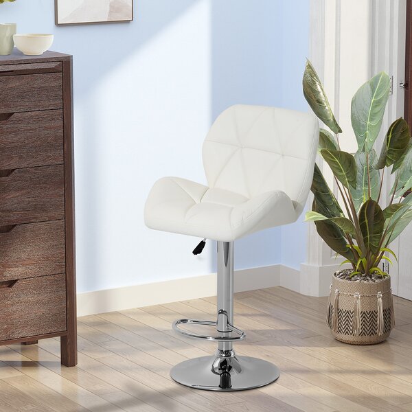 Sgabello da Bar Girevole 47x49x90-111 cm in Similpelle Bianco