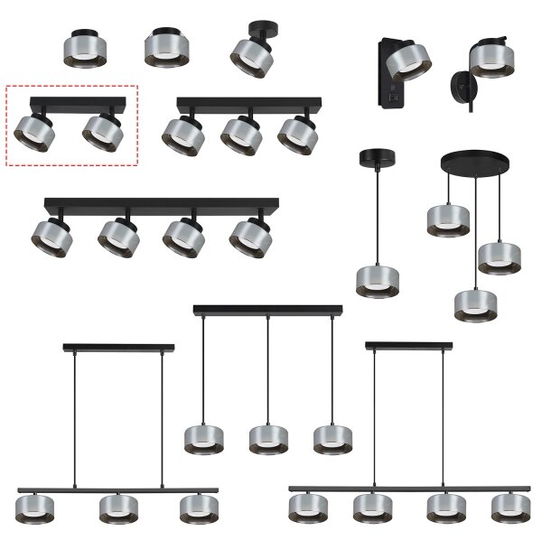 Brilagi - LED Faretto AURA LUX 2xGX53/30W/230V nero/fumé