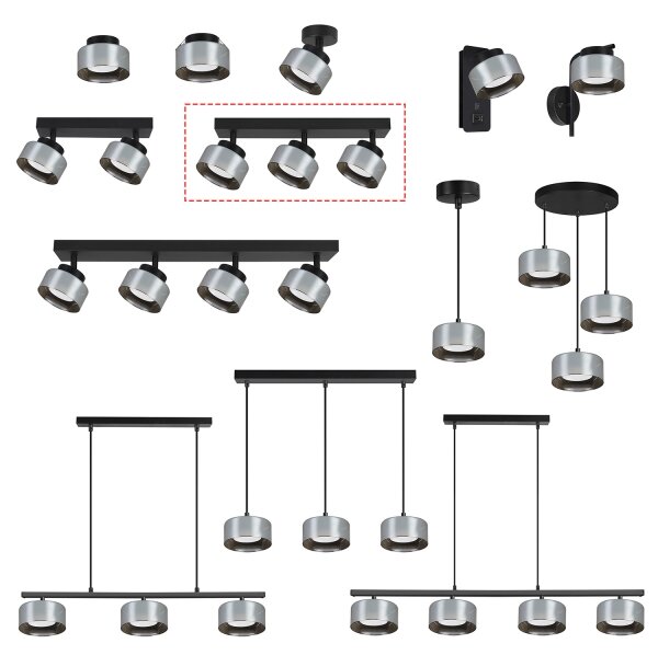 Brilagi - LED Faretto AURA LUX 3xGX53/30W/230V nero/fumo