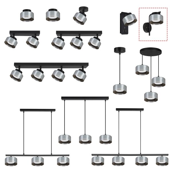 Brilagi - LED Lampada da parete AURA LUX 1xGX53/30W/230V nero/fumé