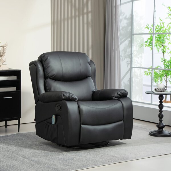 Poltrona Relax Reclinabile con 8 Punti Massaggianti 97x92x104 cm in Finta Pelle e Acciaio Nero