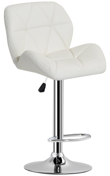 Sgabello da Bar Girevole 47x49x90-111 cm in Similpelle Bianco