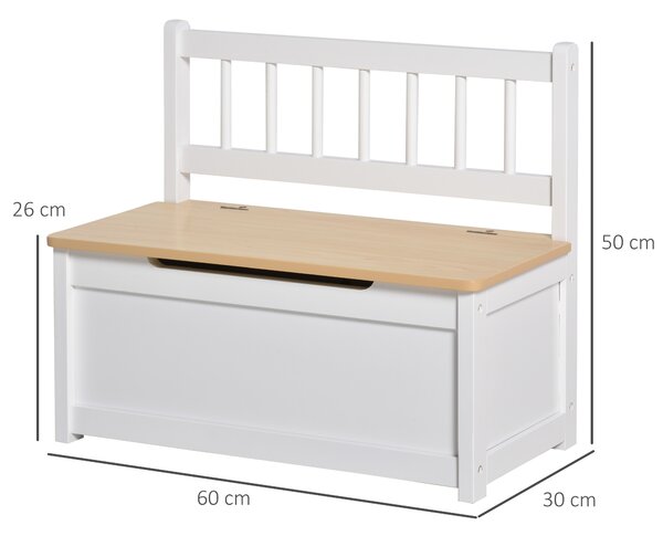 HOMCOM Cassapanca Contenitore in legno per Bambini Cassapanca 2 in 1 in Legno portagiochi con Pistone per Chiusura Sicura,60x30x50cm|Aosom