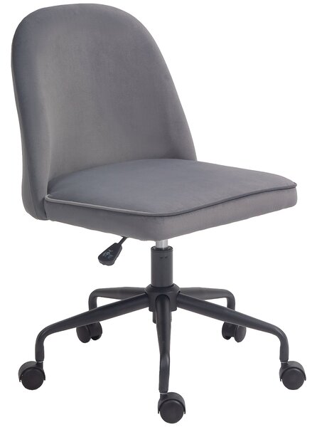 Sedia Poltrona Operativa da Ufficio con Funzione Dondolo 52x52x80-88 cm in Tessuto Vellutato Grigio