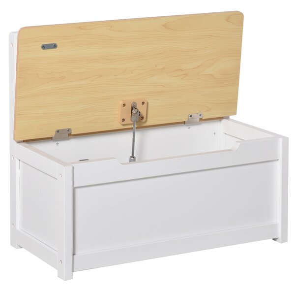 HOMCOM Cassapanca Contenitore in legno per Bambini Cassapanca 2 in 1 in Legno portagiochi con Pistone per Chiusura Sicura,60x30x50cm|Aosom