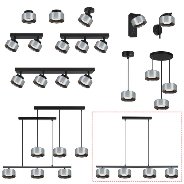 Brilagi - LED Lampadario sospeso su cavo AURA LUX 4xGX53/30W/230V nero/fumé