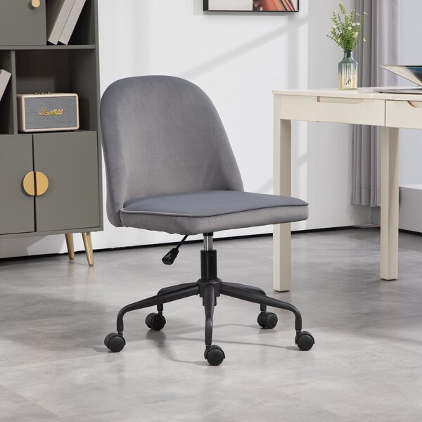 Sedia Poltrona Operativa da Ufficio con Funzione Dondolo 52x52x80-88 cm in Tessuto Vellutato Grigio