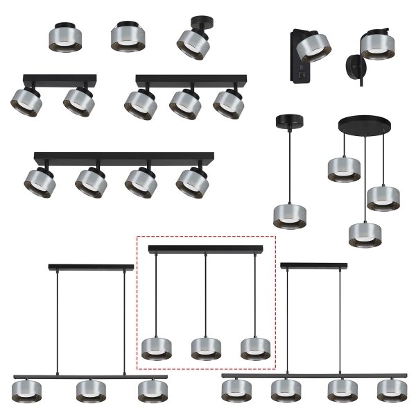 Brilagi - LED Lampadario a cavo AURA LUX 3xGX53/30W/230V nero/fumé