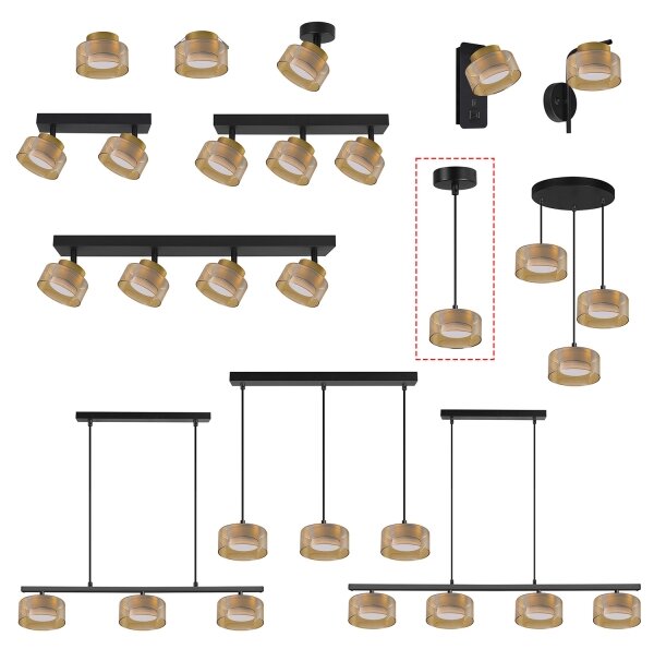 Brilagi - LED Lampadario sospeso su cavo AURA LUX 1xGX53/30W/230V nero/oro