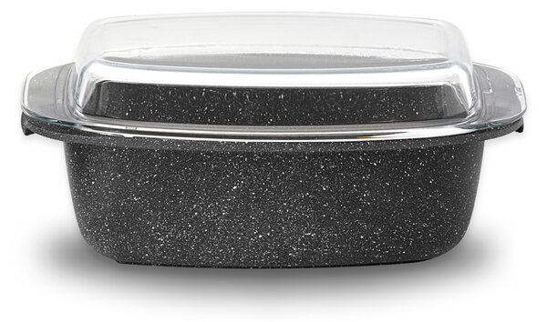 Casseruola Rettangolare con Coperchio in Vetro Antiaderente 33x22 cm Olympia Hard Cook