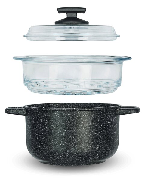 Set Vaporiera 3 Pezzi Antiaderente 2 Manici Ø20 cm Olympia Hard Cook