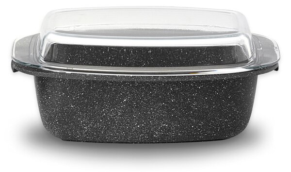 Casseruola Rettangolare con Coperchio in Vetro Antiaderente 33x22 cm Olympia Hard Cook