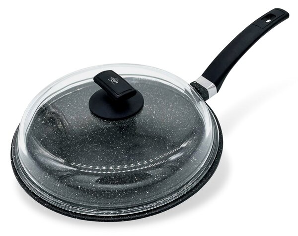 Padella Fornetto con Coperchio in Vetro Antiaderente 1 Manico Ø30 cm Olympia Hard Cook