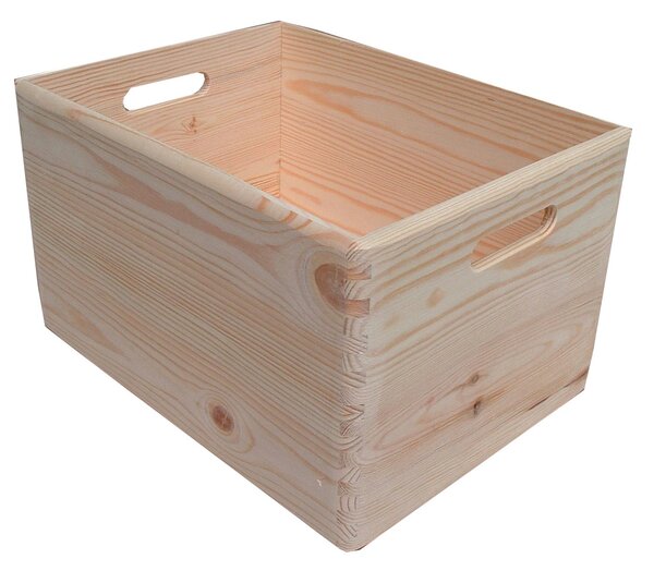 Contenitore Box Salvaspazio Sovrapponibile 40x30x23 cm in Legno di Pino Naturale