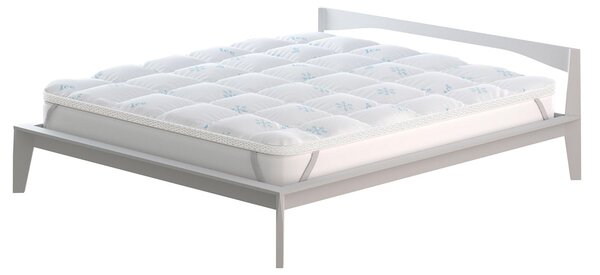 Topper Double Face Matrimoniale Trapuntato 300 gr/mq con Elastici Ice Refrigerante Bianco