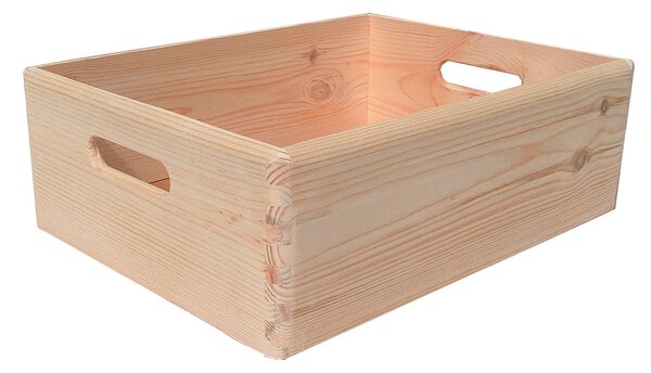 Contenitore Box Salvaspazio Sovrapponibile 40x30x14 cm in Legno di Pino Naturale
