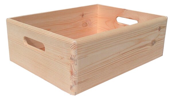 Contenitore Box Salvaspazio Sovrapponibile 40x30x14 cm in Legno di Pino Naturale