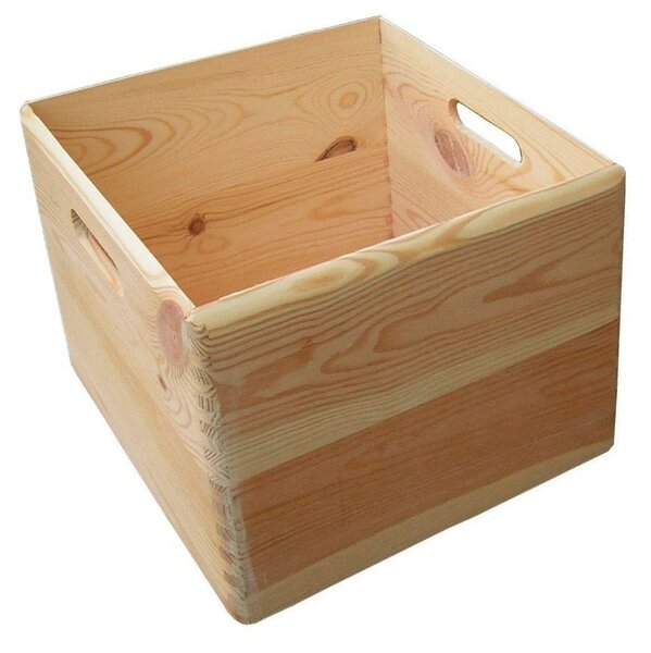 Contenitore Box Salvaspazio Sovrapponibile 30x30x30 cm in Legno di Pino Naturale