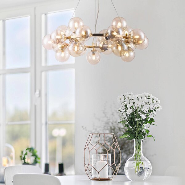 Maytoni Lampada a sospensione in vetro Dallas, dimmerabile, Ottone / Oro, Soggiorno / Sala da pranzo, Vetro, Design, Lampada a sospensione