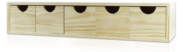 Cassettiera da Tavolo 5 Cassetti 11,3x5,7x14 cm in Legno di Pino Massello Naturale