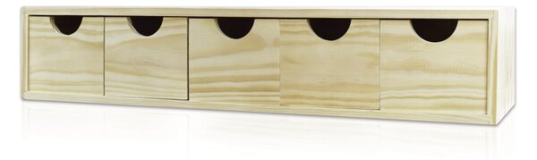 Cassettiera da Tavolo 5 Cassetti 11,3x5,7x14 cm in Legno di Pino Massello Naturale