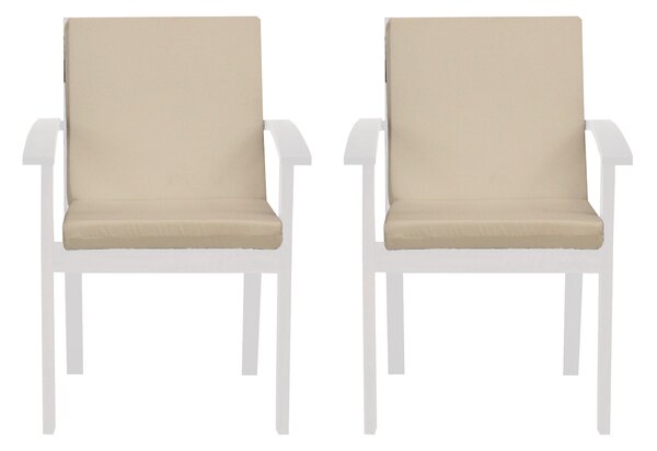 Set 2 Cuscini per Sedia da Giardino 90x45x5 cm in Dralon Allegro Ecru
