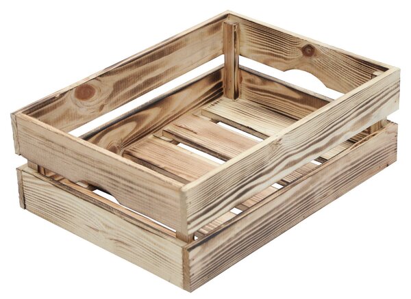 Contenitore a Cassetta Salvaspazio 40x30x14 cm in Legno Effetto Fiammato Naturale