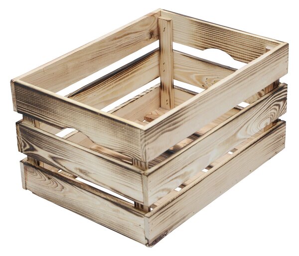 Contenitore a Cassetta Salvaspazio 40x30x24 cm in Legno Effetto Fiammato Naturale